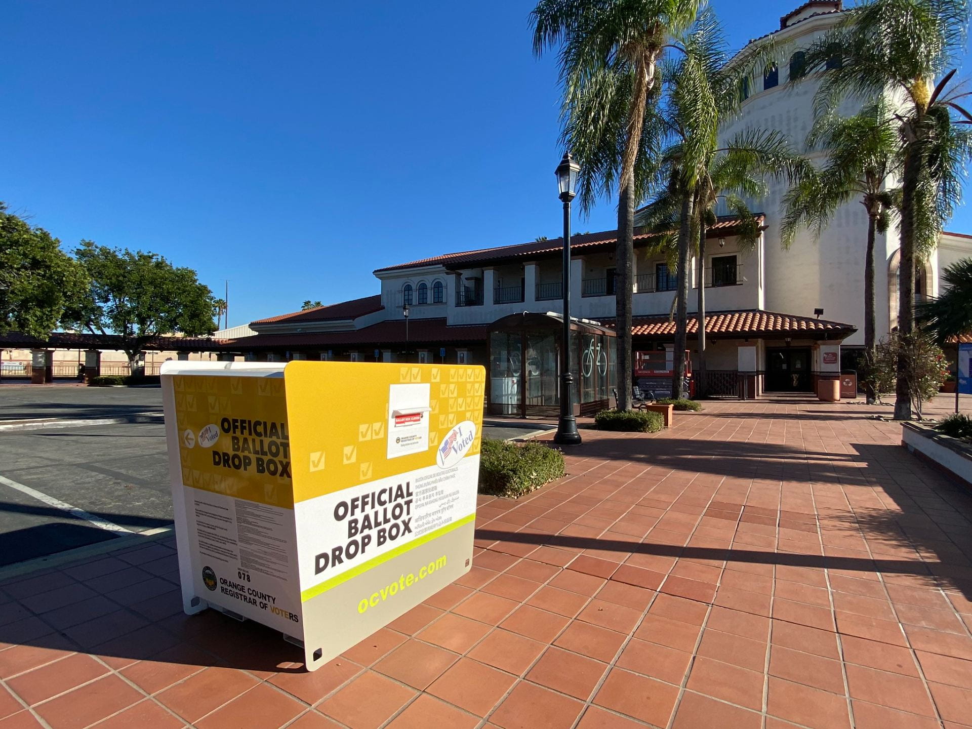 A ballot drop-off bin in Orange County, California.