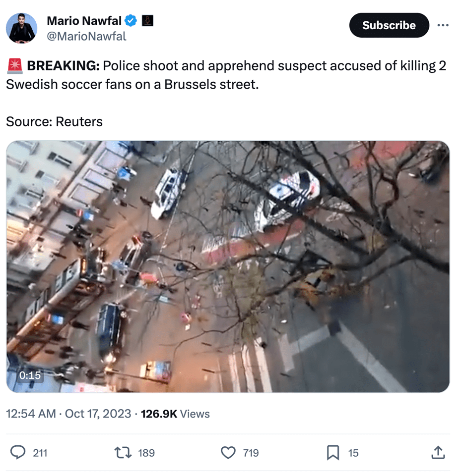 @MarioNawfal’s tweet mentions Reuters as the source of the news without an external link to the story. Whether the video is also taken from the Reuters or somewhere else is not specified. 