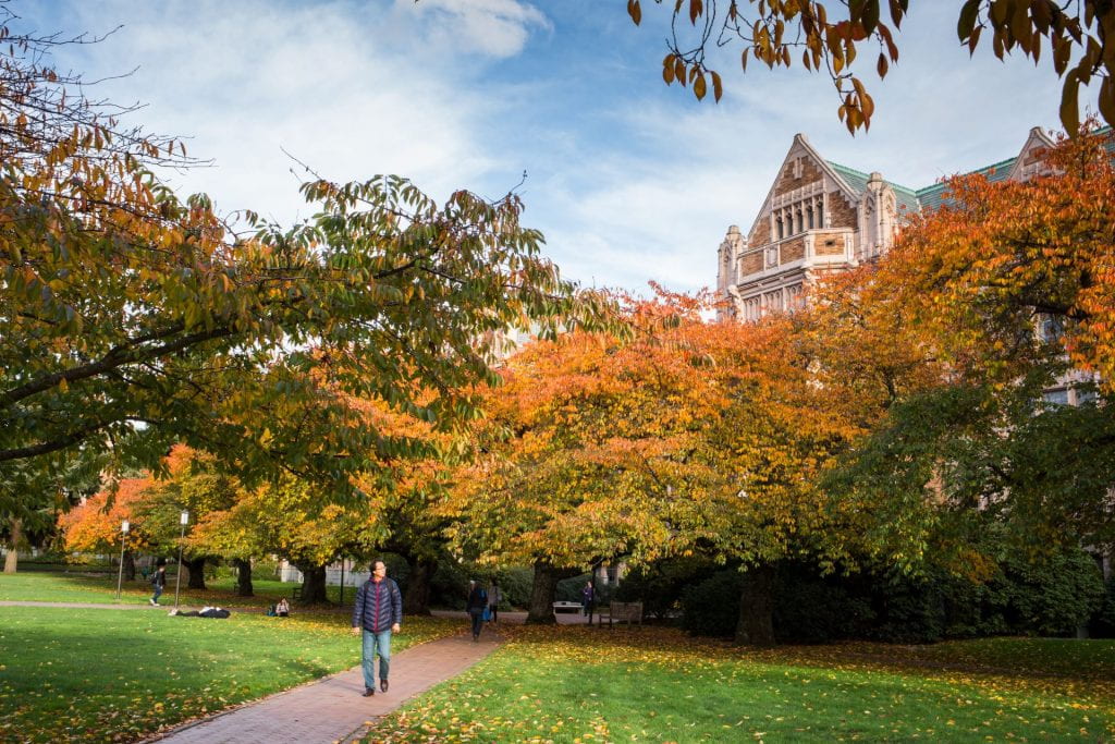 A view of autumn colors on the UW Quad.